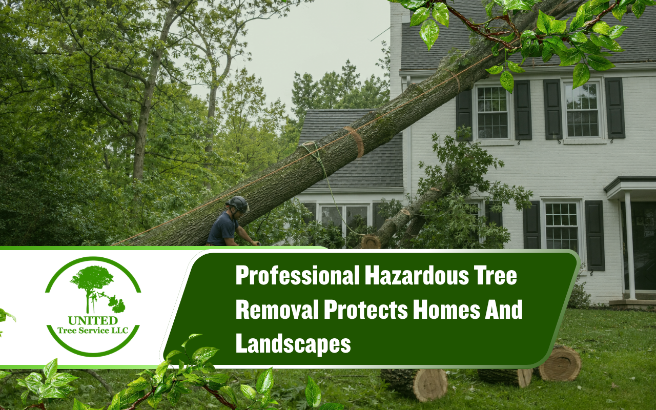 Hazardous tree removal protecting a Maryland home