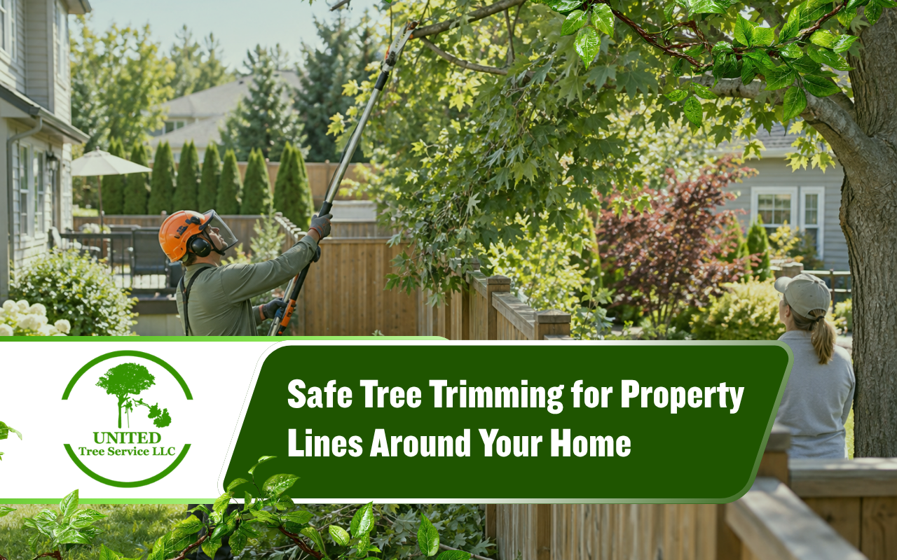 Tree trimming for property lines near a shared residential boundary