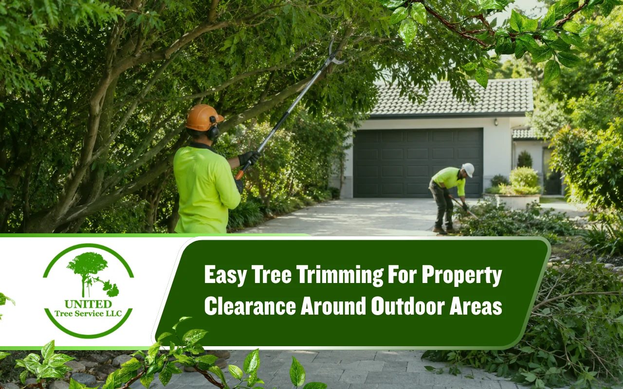 Tree trimming for property clearance near a residential driveway